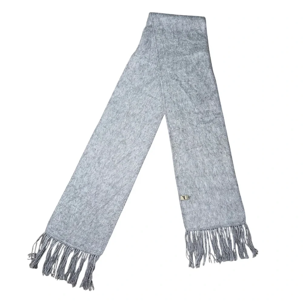Alpaca Wool Scarf Heather Gray Fringe‎ Trim Winter Neck Wear Unisex
